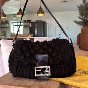 Fendi crochet knit baguette bag - vintage